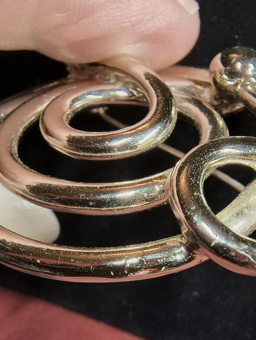 Vintage Modernist Abstract Swirl Brooch Silver Tone Mid Century Atomic Statement